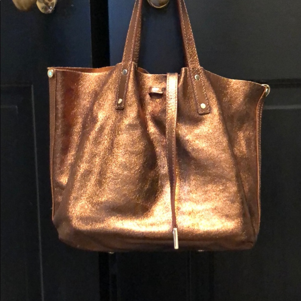 Tiffany &co tote and pouch reversible brown suede